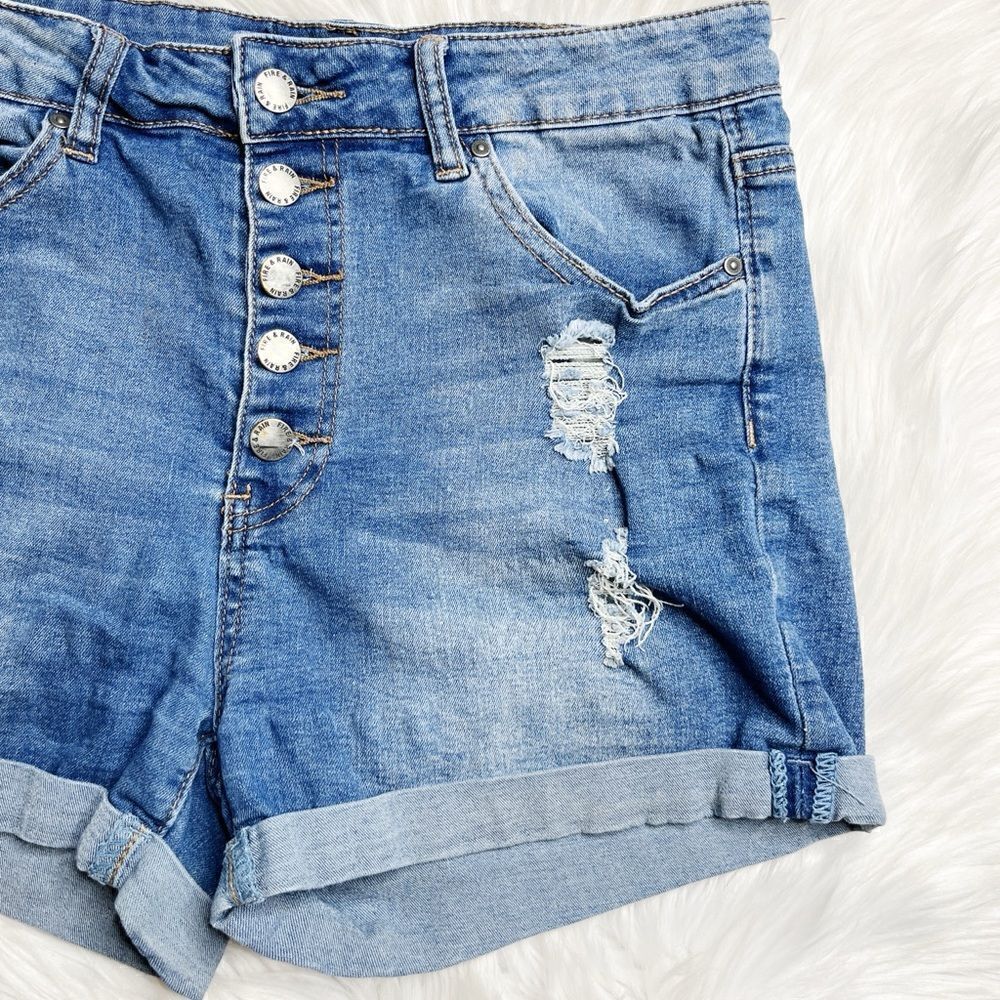 Fire & Rain Denim Cuffed Button Fly Shorts Blue Size 11